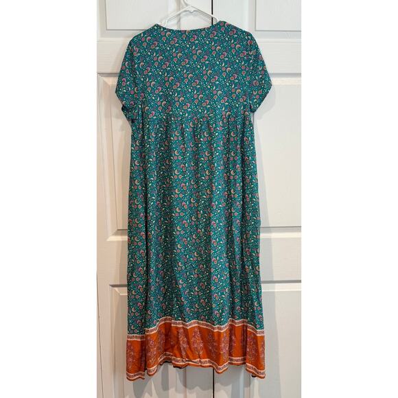 NEW Natural Life Avery Button Front Midi Dress Boho Floral V-Neck  Med - Picture 7 of 8